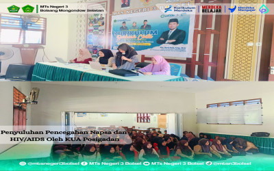 Siswa MTsN 3 Bolsel Terima Penyuluhan Pencegahan Napza dan HIV/AIDS Dari KUA Posigadan